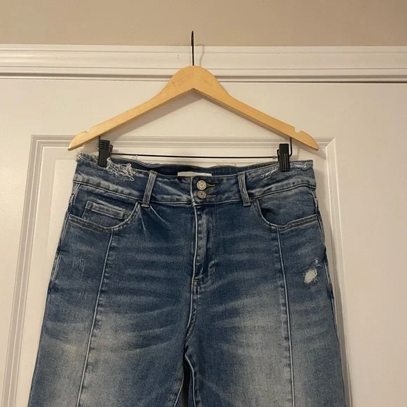 Vervet Women's High Rise Colorblock Panel Flare Southwestern Jeans - Blue - Picture 8 of 8